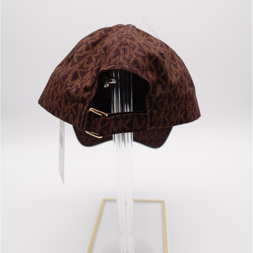 Michael Kors Signature Logo Baseball Cap Brown MK Monogram Hat Adjustable OS NEW - Picture 3 of 6